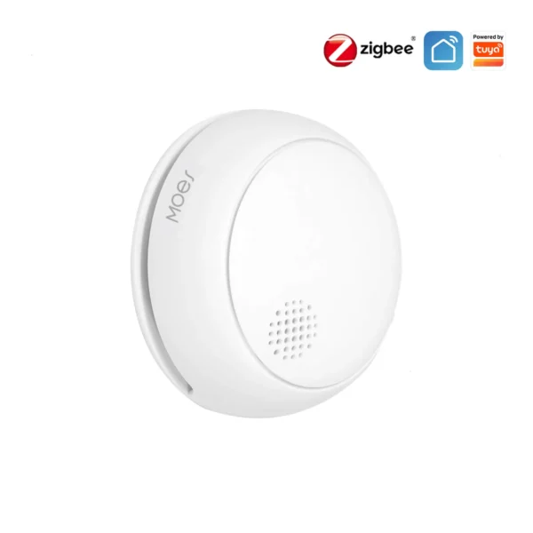 MOES pametni detektor dima z ZigBee povezavo in 85 dB alarmom za zanesljivo zaznavanje požara. Povežite s telefonom in zaščitite svoj dom